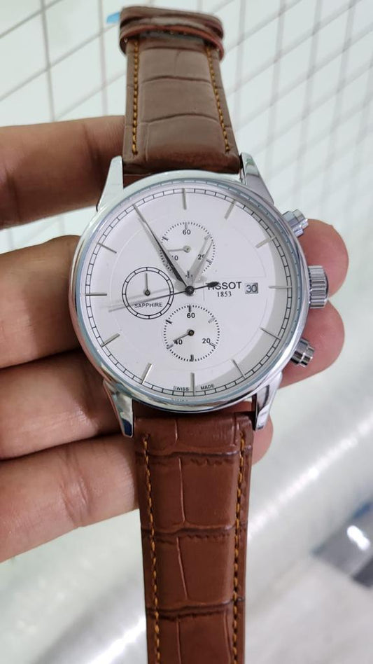 Sit Brown Strap White Dial Men Watch 901349