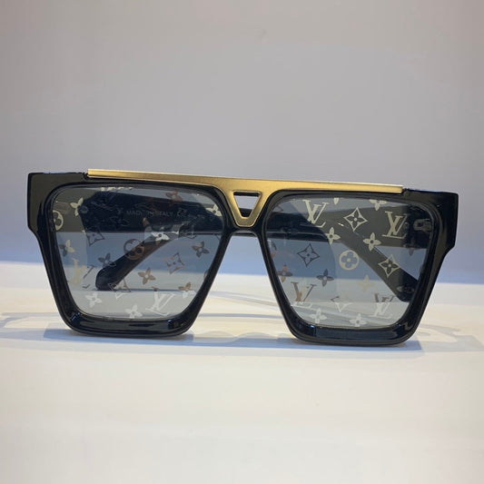 Uol Lou Black Frame Printed White Shade Sunglass Z150261 13-145