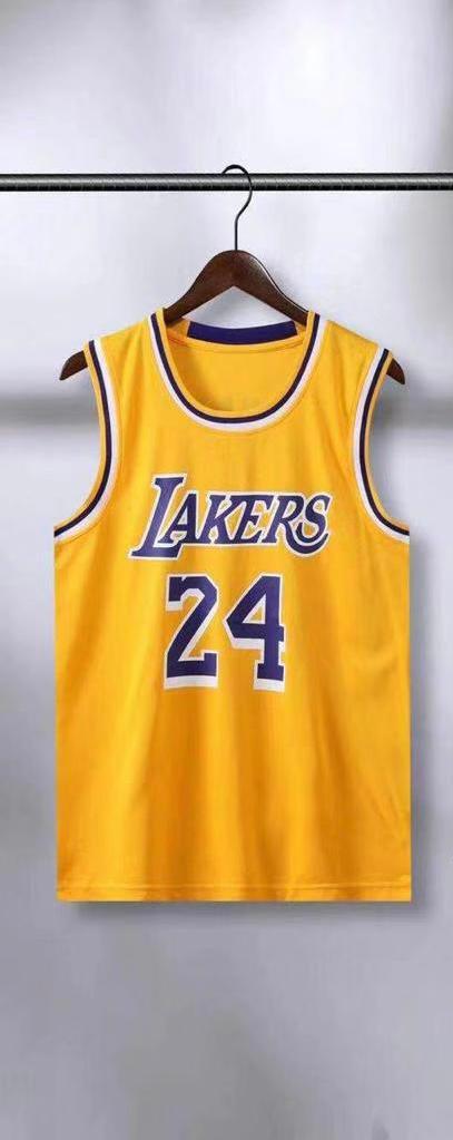 Yellow Colour Lakers 24 Jersey Imported Quality