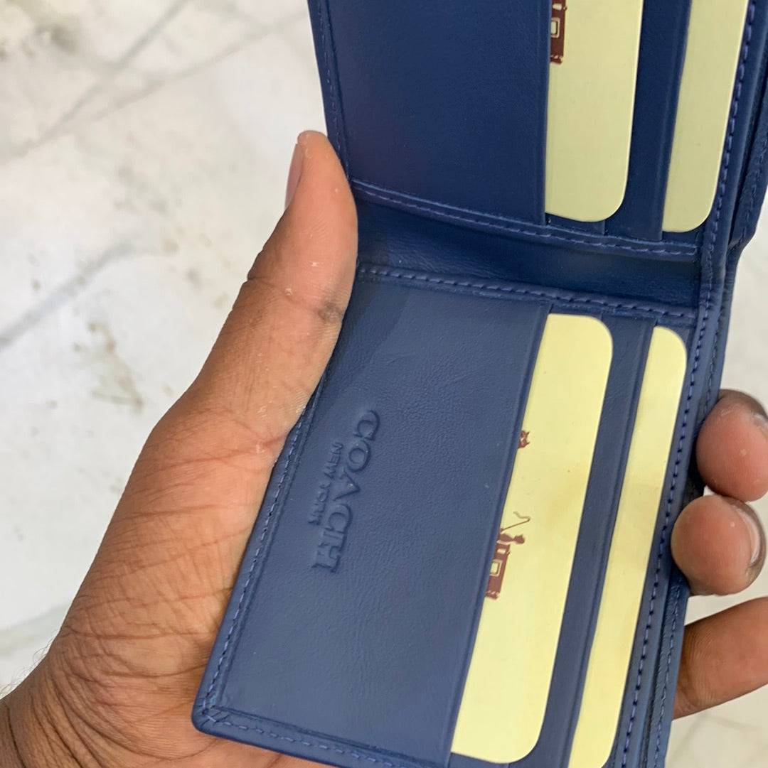 AOC Blue Colour With Monogram Design Genuine Leather Men’s Wallet 576904