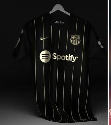 Kin Black Gold Colour FCB Logo Branded Lycra Cotton Football Jersey 110248