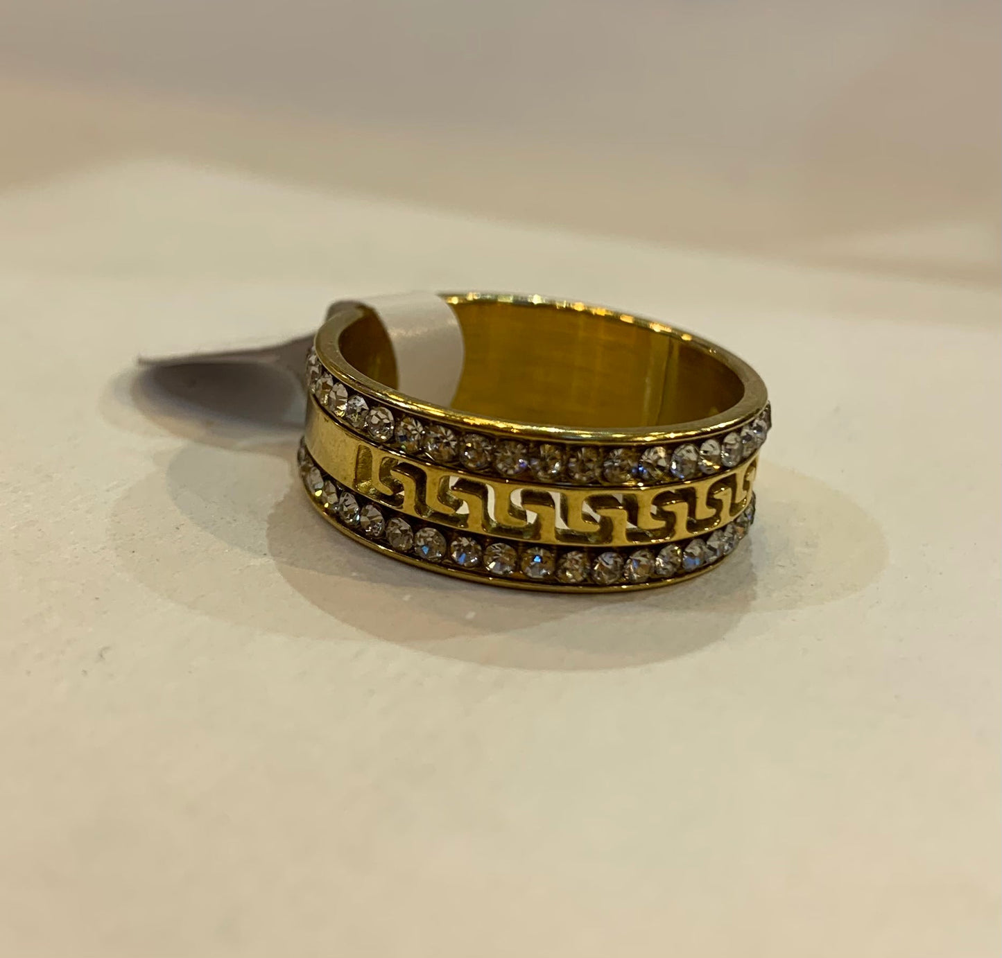 Gold Diamond Studded Stainless Steel Circle Plain Premium Quality Men’s Ring 50246