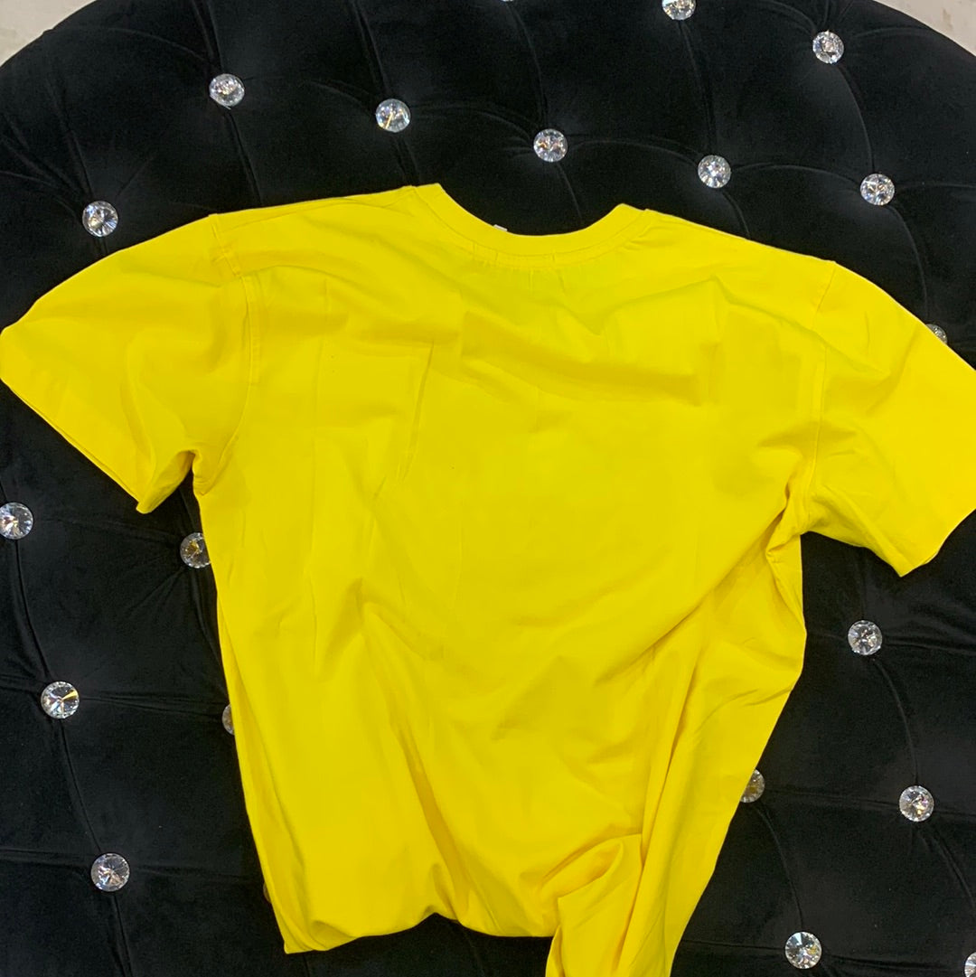 NEK Pairs Yellow Colour Gold  Print Half Sleeves TShirt