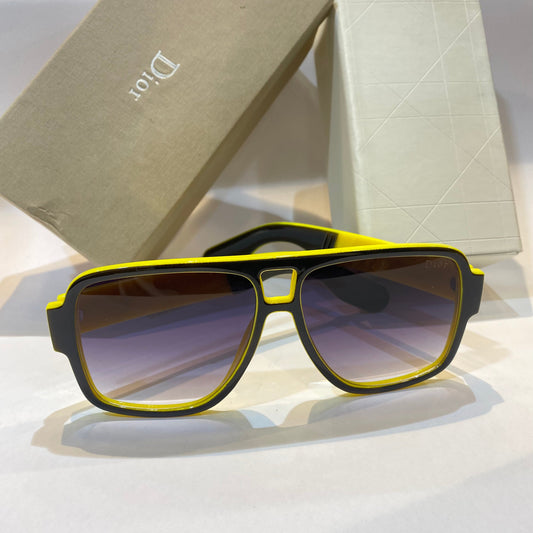OID Black Yellow Frame Black Blue Shade Unisex Branded Sunglasses 125960 14-147