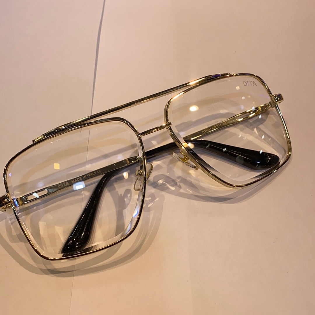 Gold Frame Printed Branded Luxury Sunglasses DT001 56 21-142