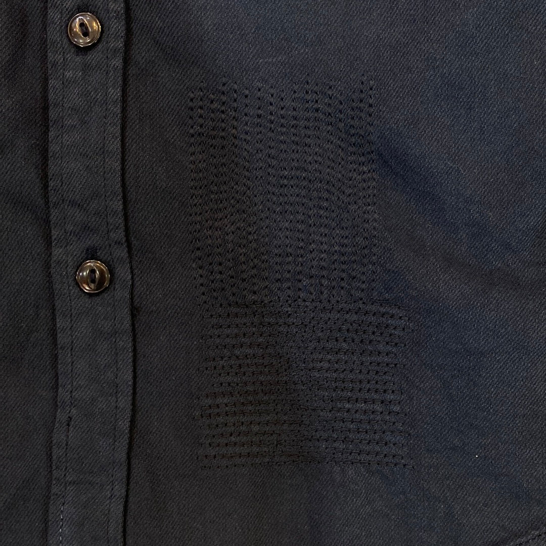 Navy Blue Colour LOP Branded Rough Ripped Look Design Imported Denim Shirt 78966