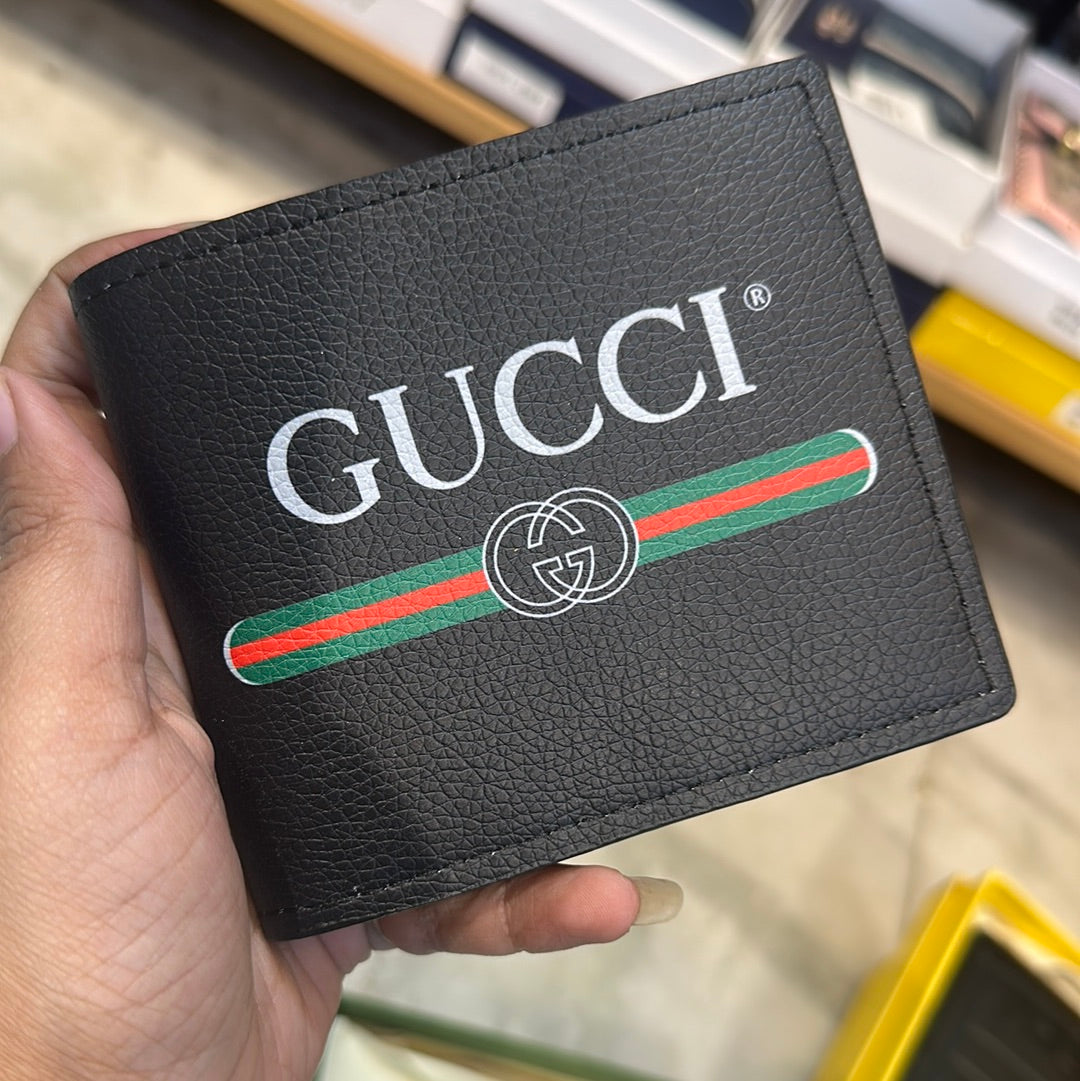 Cug Branded Luxury Italian Black Leather Wallet Model Silk Cug Print 60223013