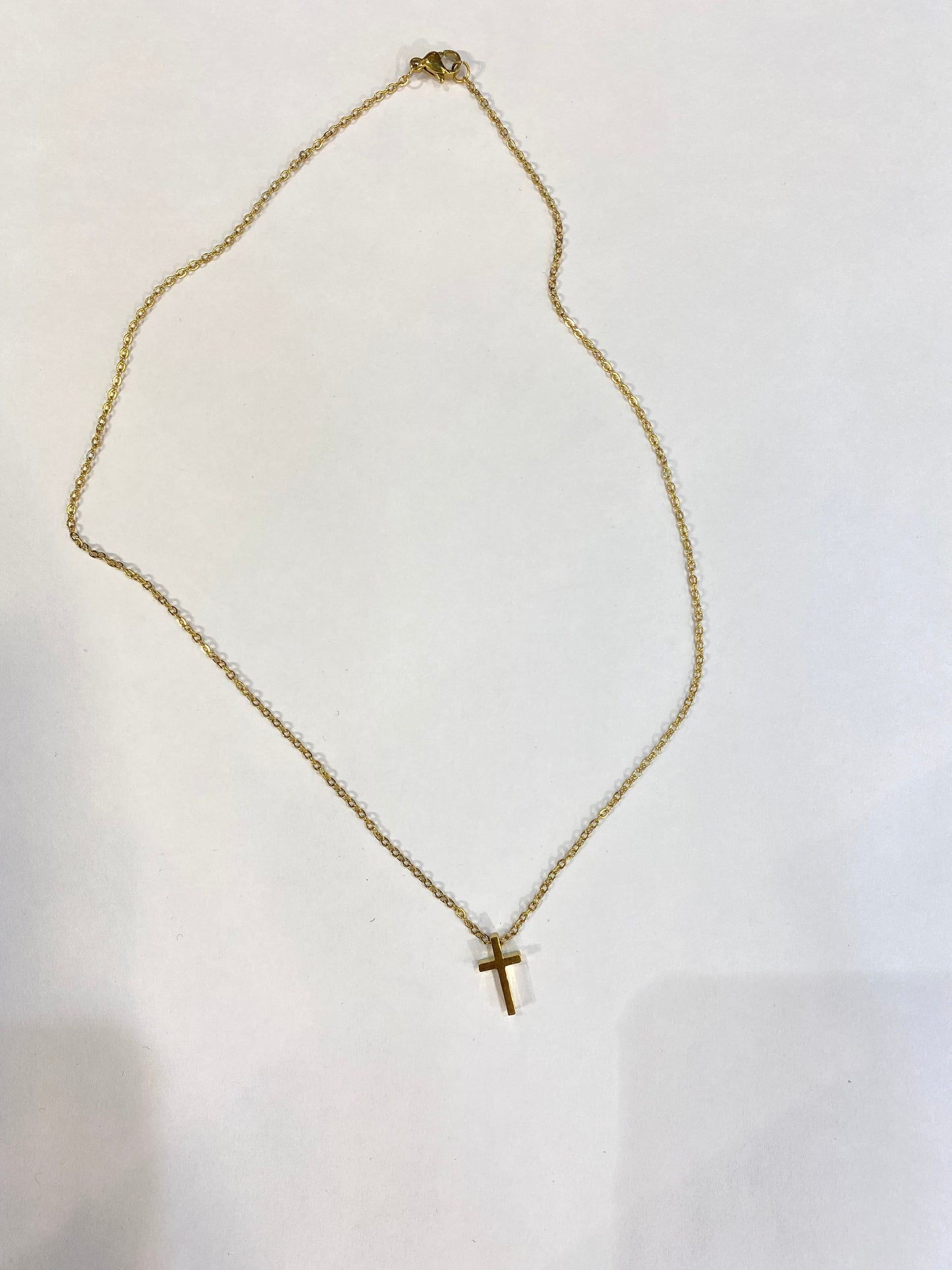 Gold Colour Stainless Steel Jewel Cross Unisex Necklace 199902