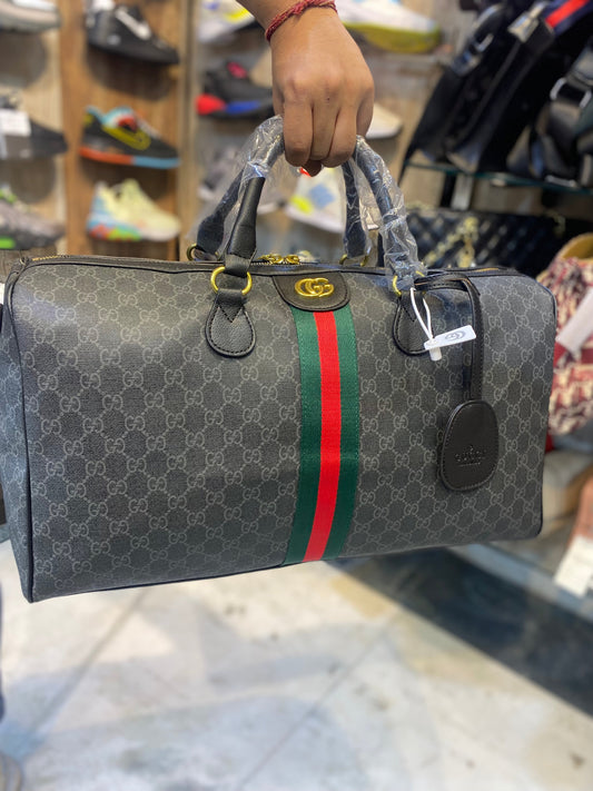 Grey Black Red Green Stripe CUG Unisex Duffle Bag