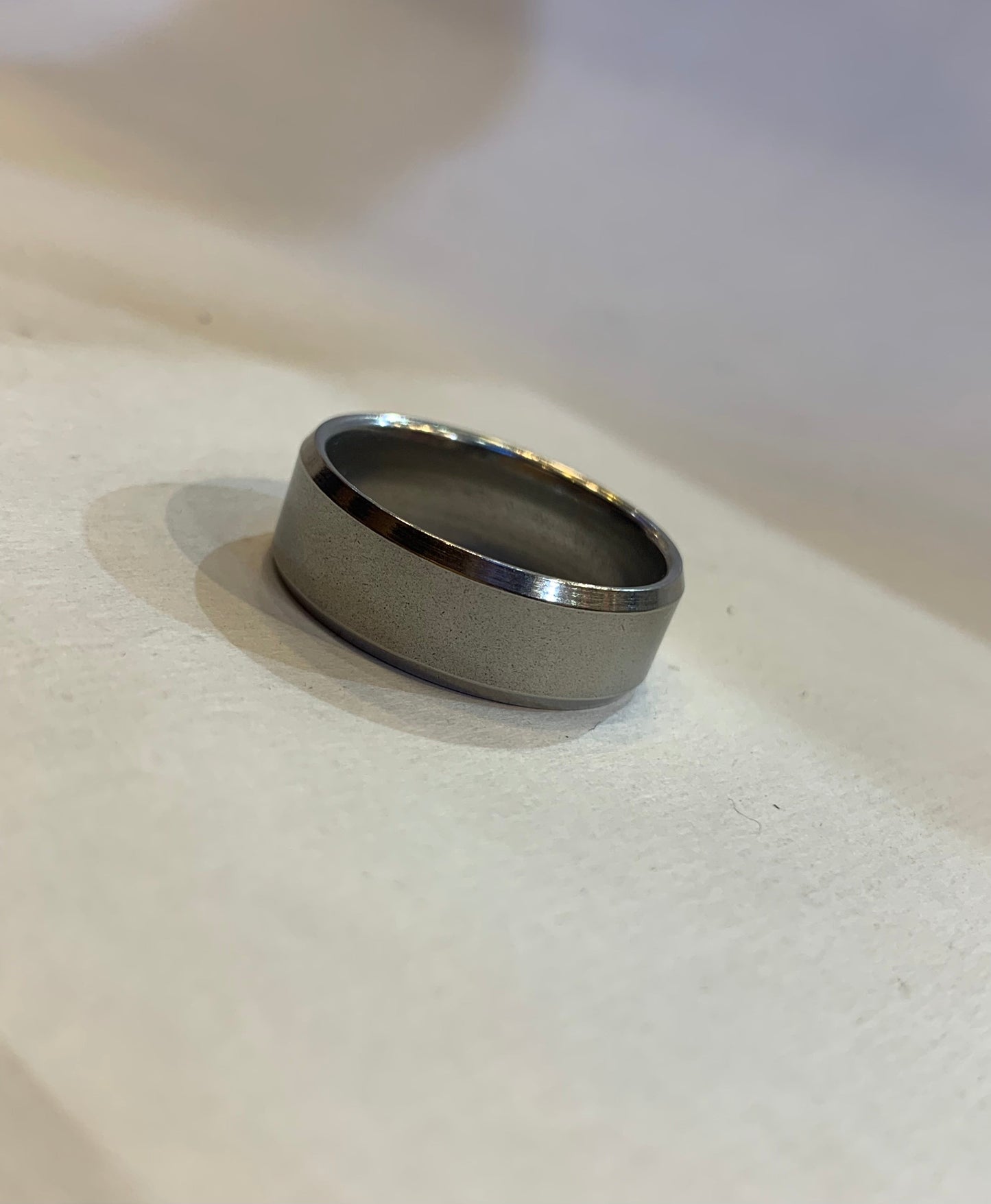 Sliver Black Stainless Steel Circle Plain Premium Quality Men’s Ring 50245