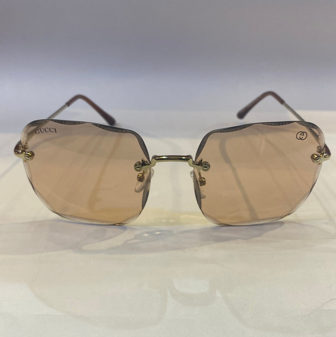 CUG Frameless Golden Brown Stick Brown Shade Sunglass 68108 59 18-141