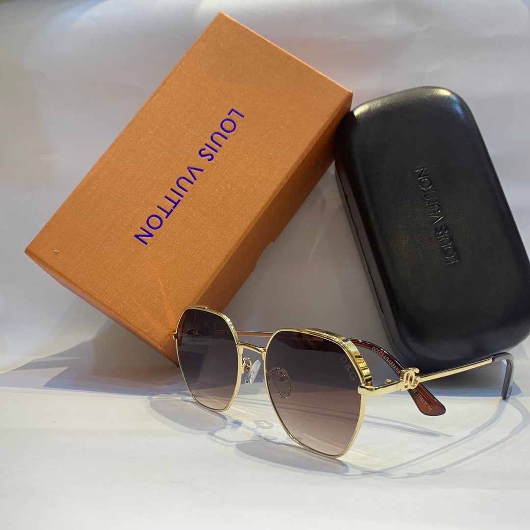 D&g g&d Glossy  gold Frame brown Shade Unisex Sunglass H5606 C4 56 15 140