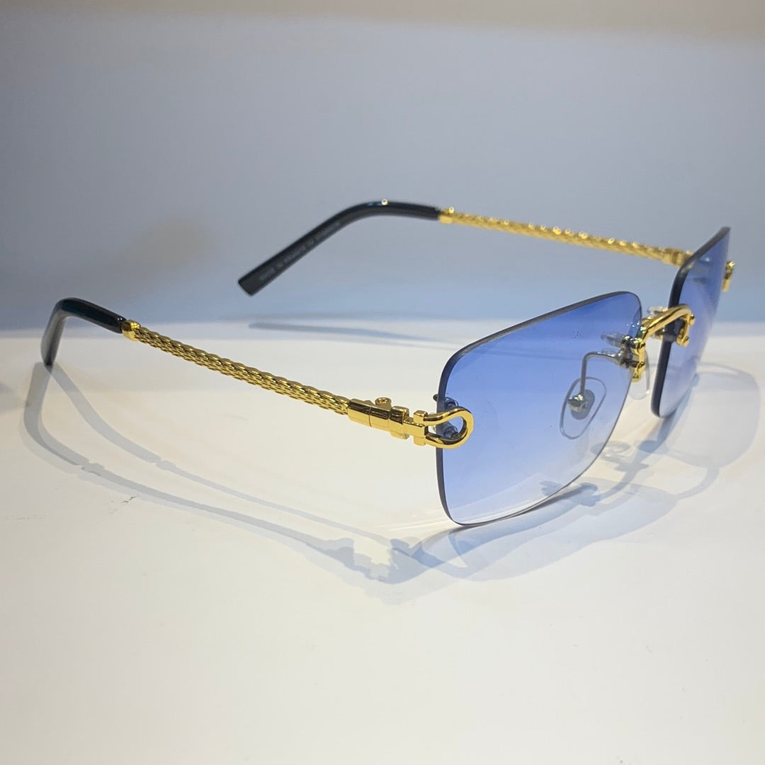 Rac Golden Black Frame Blue White Shade Unisex Sunglass 31399838
