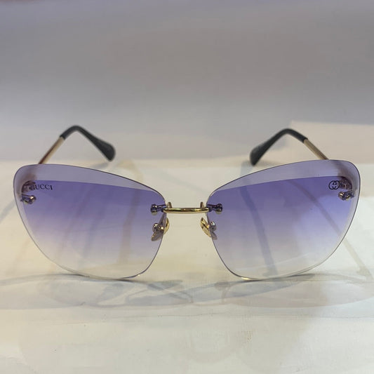 CUG Frameless Golden Black Stick Purple Shade Unisex Sunglass 6856 65 14-135