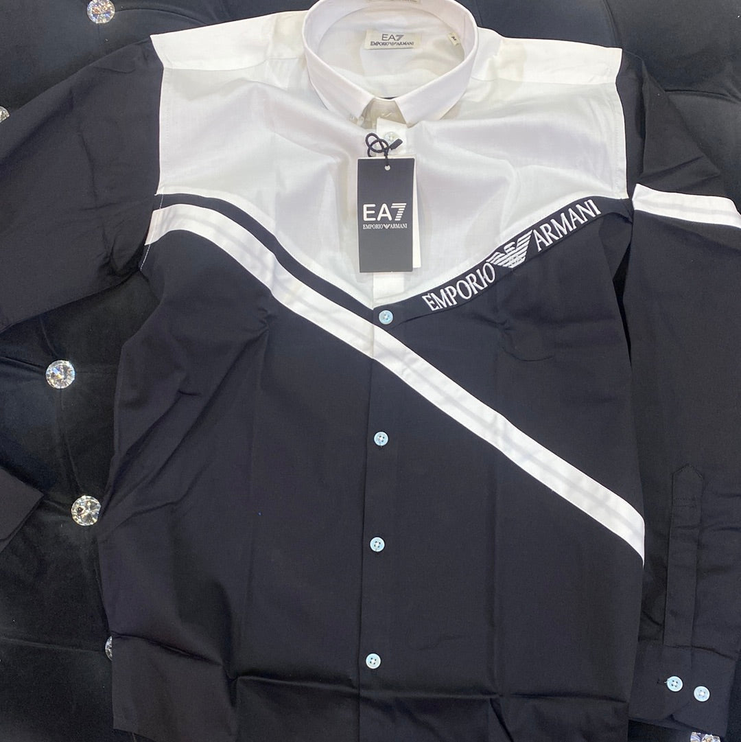 MRA White Black Colour MRA Logo Embroidery Design Imported Lycra Cotton Fabric Men’s Shirt 9160