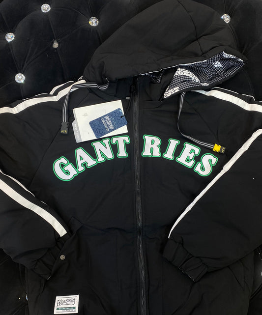 TNAG Black Colour Latter Printed Full Sleeves Solid Hooded Winter Reversible Jacket 89211 in
