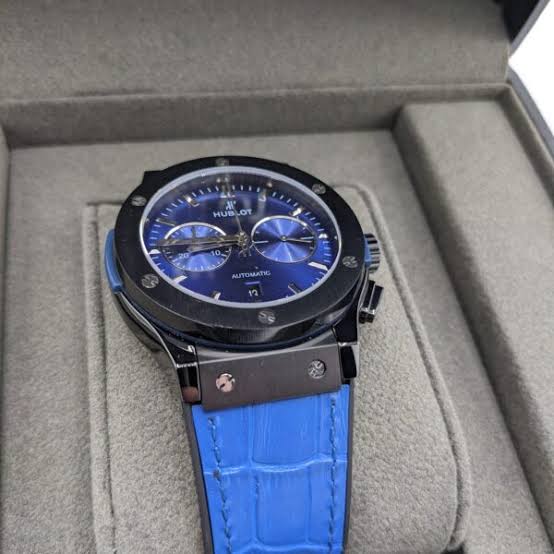 Buh Blue Leather Strap Black Ring Blue Dial Men Watch 901258
