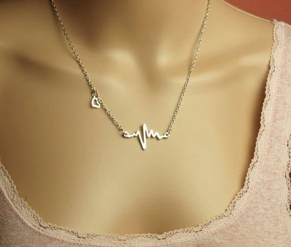 Silver Heart Beat Shaped Pendant