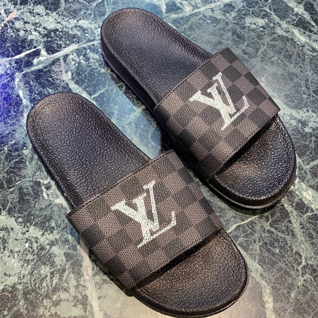 Black Grey Check Slipper (15108)