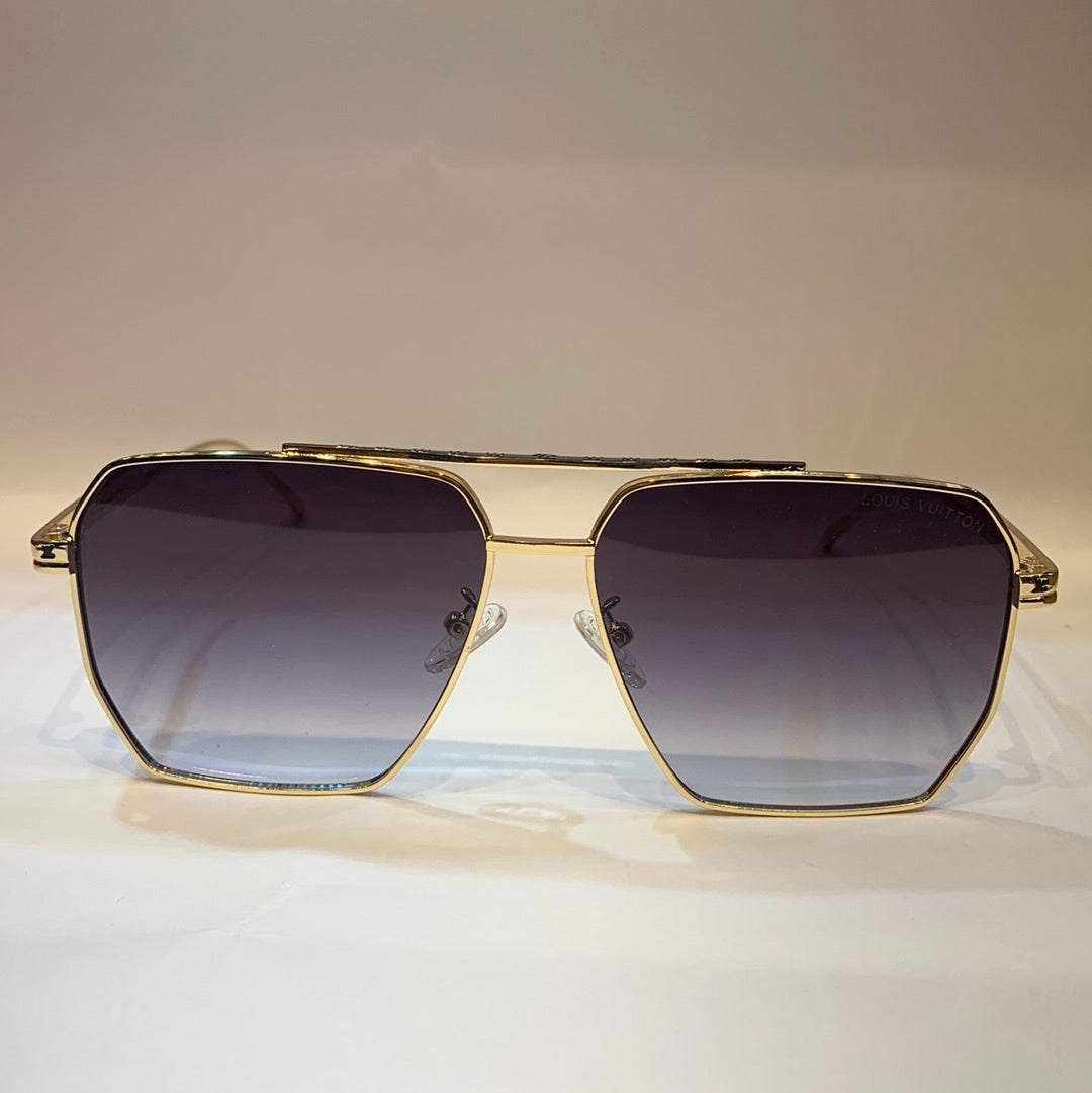 UOL VL Gold Frame Black Shade Unisex Sunglass 2A593 56 15-139