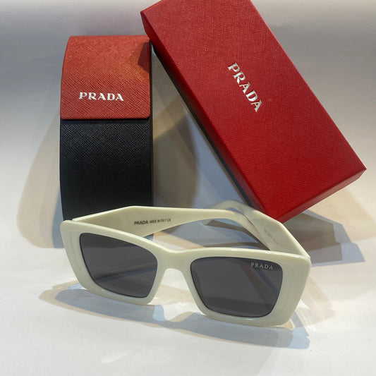 ARD Glossy White Frame Black Shade Unisex Branded Sunglasses 954 52 19-145