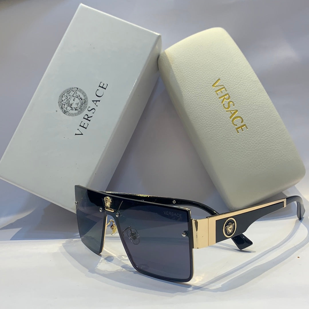 Ver rev Glossy black gold Frame black Shade Unisex Sunglass 10438 60 16 145