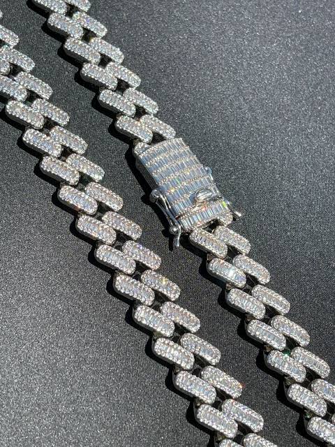 Sliver Chain With Diamond Studded Cuban Chain 49310