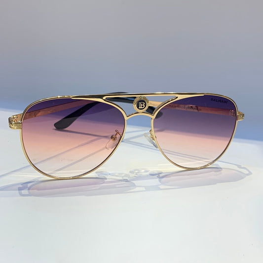 Lab Bal Golden Frame Purple Shade Sunglass B85-72 57 12-142