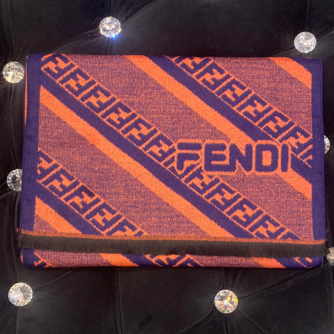 Fen Nef Navy Blue Orange Colour With Navy Blue Nef Logo Imported Muffler 49023
