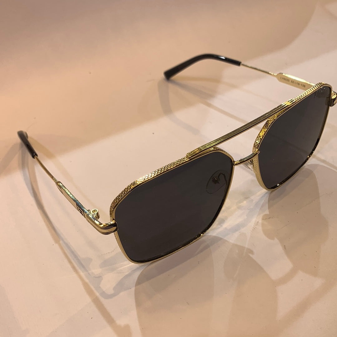 NEF Golden Frame Black Shade Sunglass LY6020 52 18-138