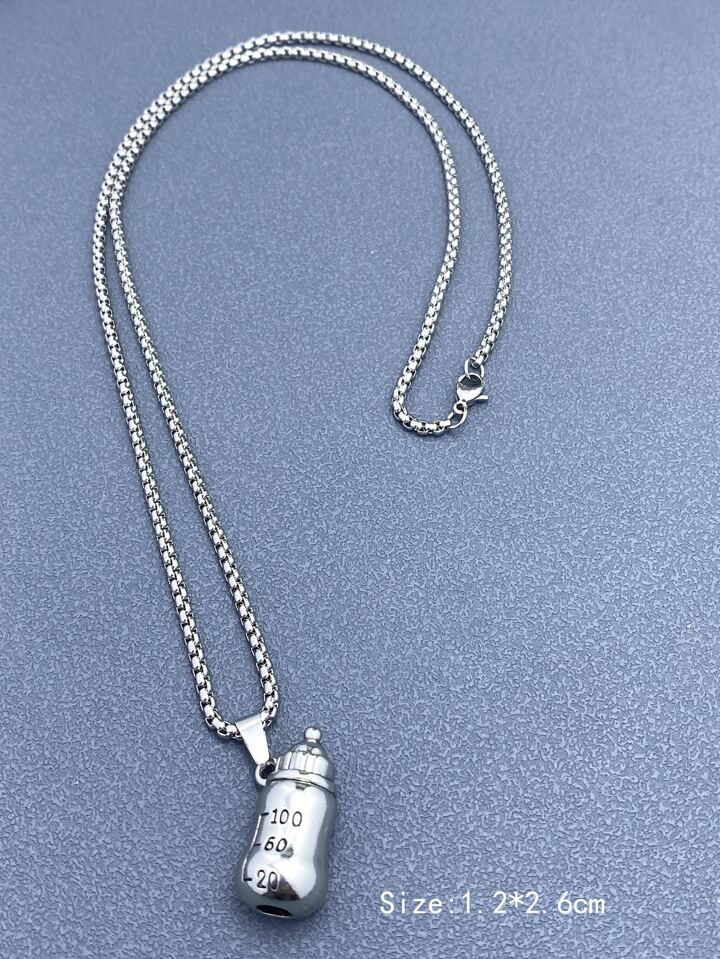 Sliver Baby Bottle Pendant Necklace Chain 50262