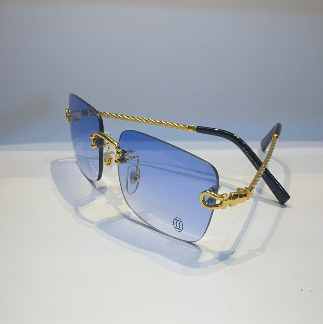 Rac Golden Black Frame Blue White Shade Unisex Sunglass 31399838
