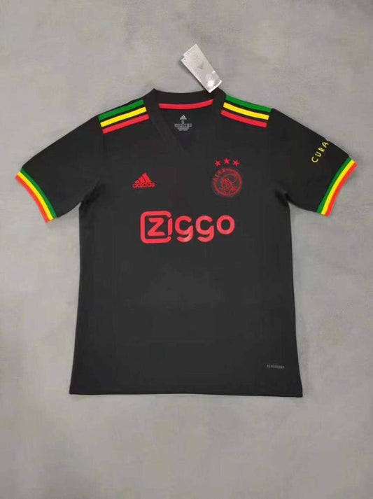 Ida Black Colour Ajax Ziggo Logo Branded Lycra Cotton Football Jersey 110169 03082023