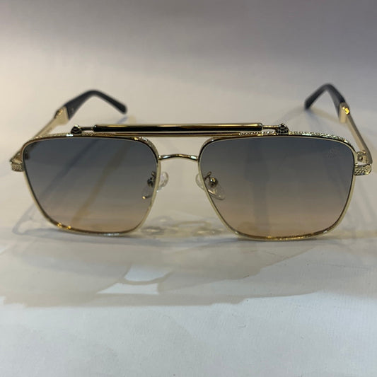YAM Golden Frame Blue Shade Sunglass 2A740 58 17-140