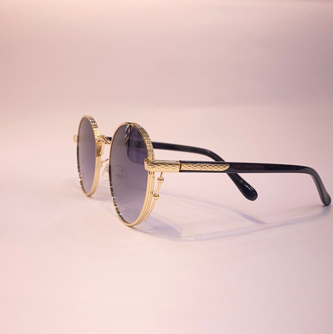 Yam Golden Frame Black Shade Sunglass 2A50858 16-142