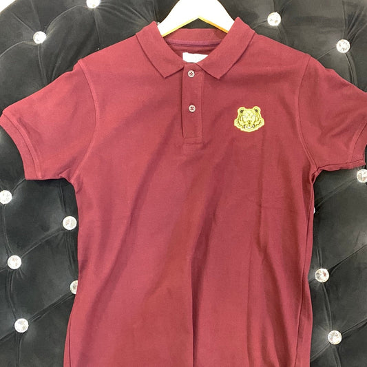 NEK Maroon Colour Yellow Tiger logo Print Half Sleeves Collar TShirt 110368