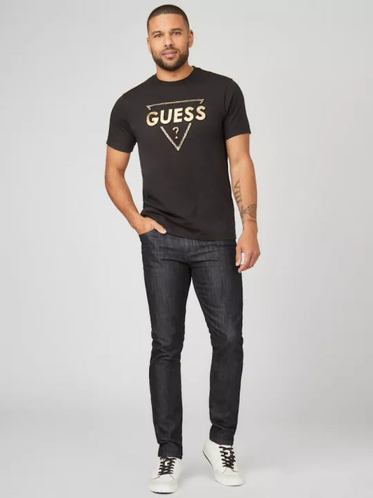 Guess Lenny Logo Tee- White Mens Casual T Shirt O-Neck Short Sleeve