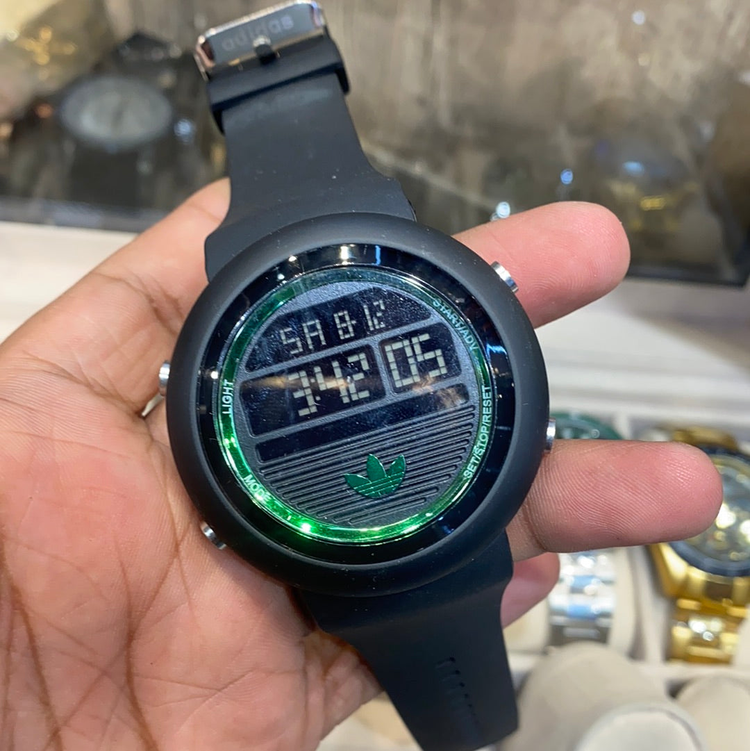 Full Black Green Ring Sports Watch
