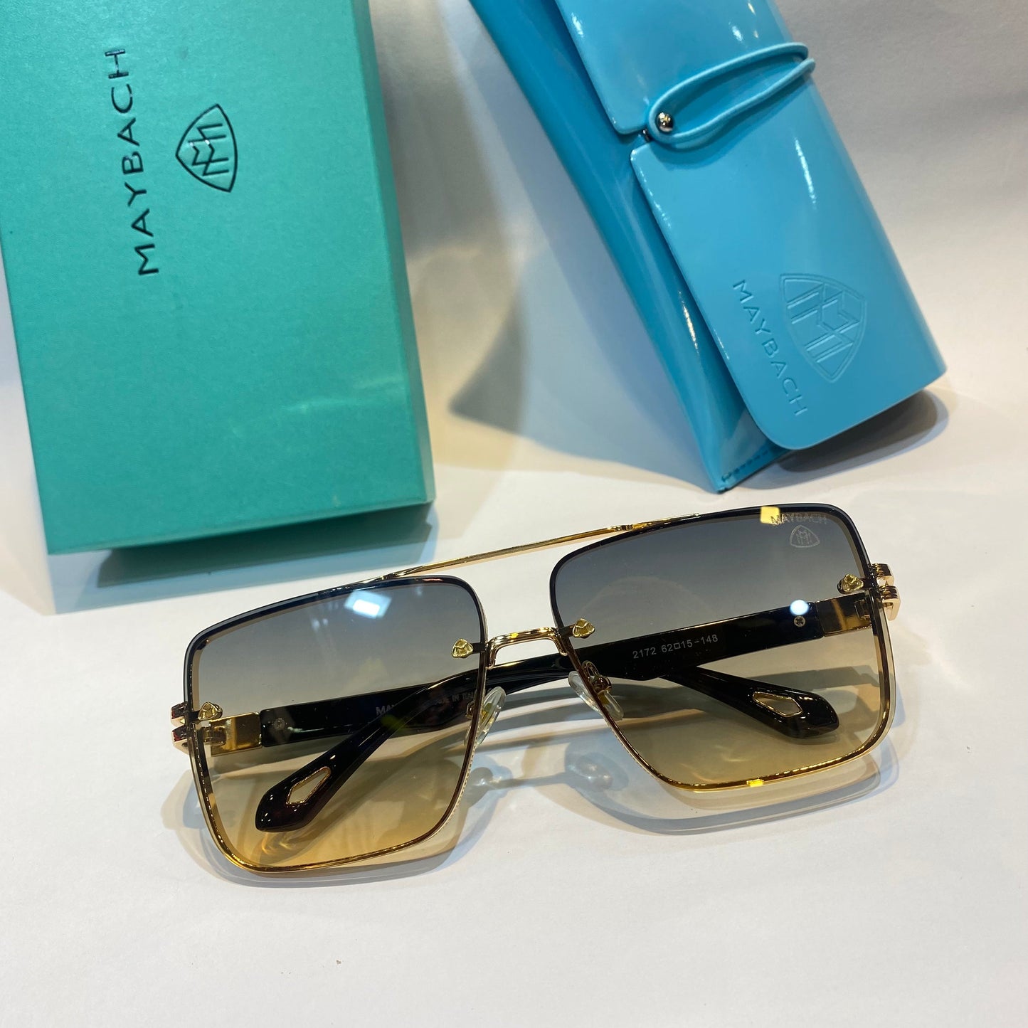 YAM Gold Frame Brown Shade Unisex Branded Sunglasses 2172 62 15-148