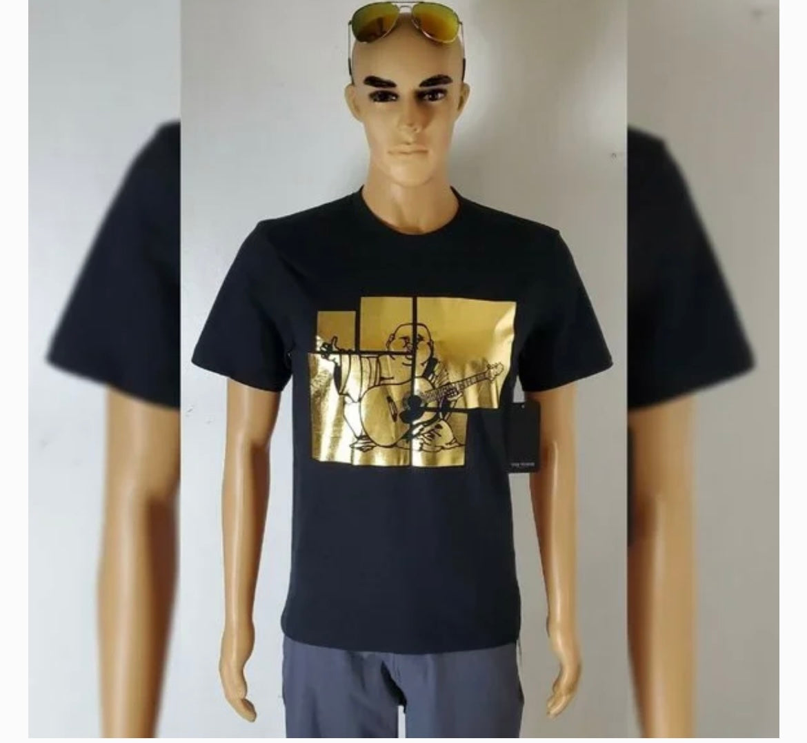 TRUE RELIGION BUDDHA FOIL PANE SS TEE MEN'S SHORT SLEEVE CREW NECK 110390