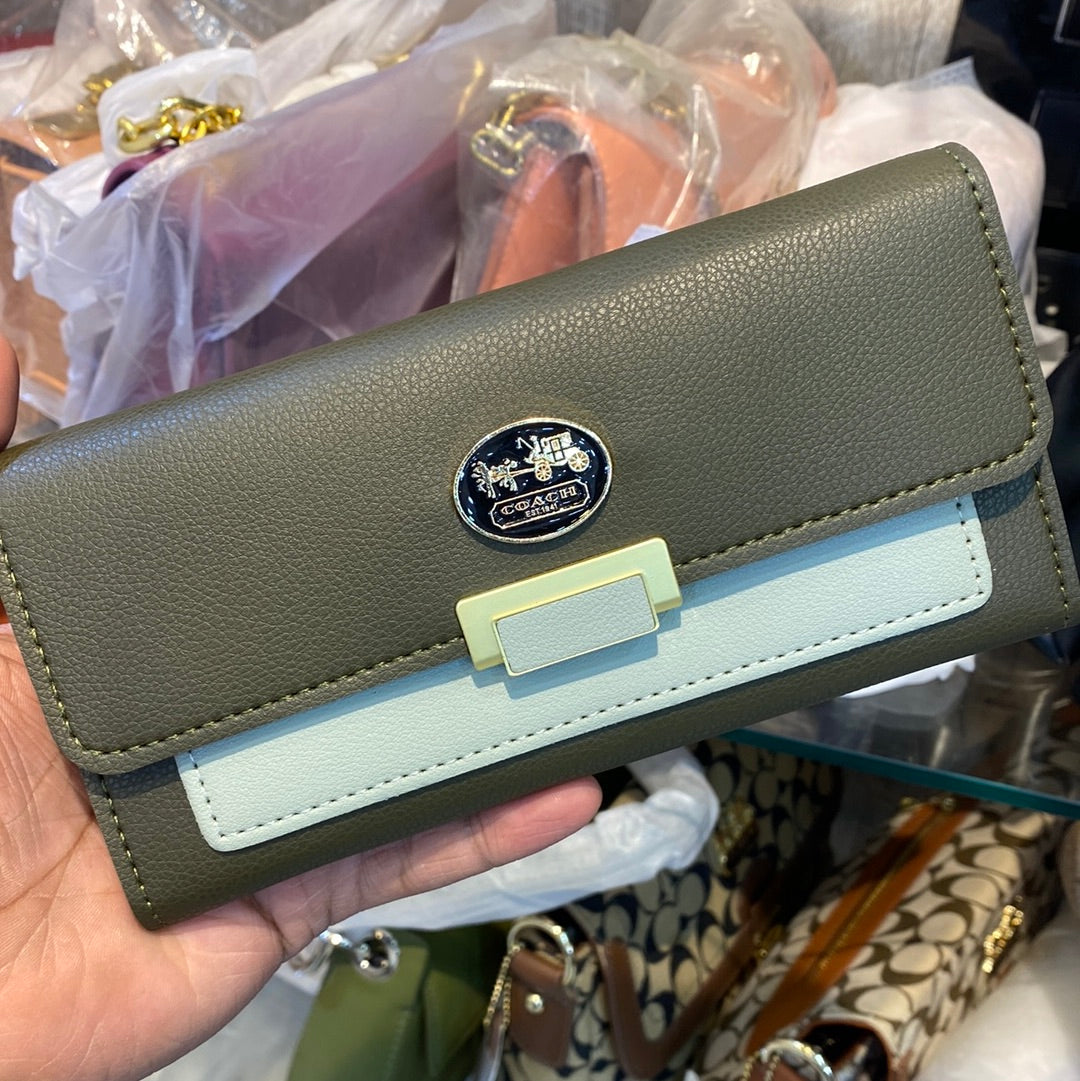 AOC Olive Green C Green  Gold Ladies Clutch