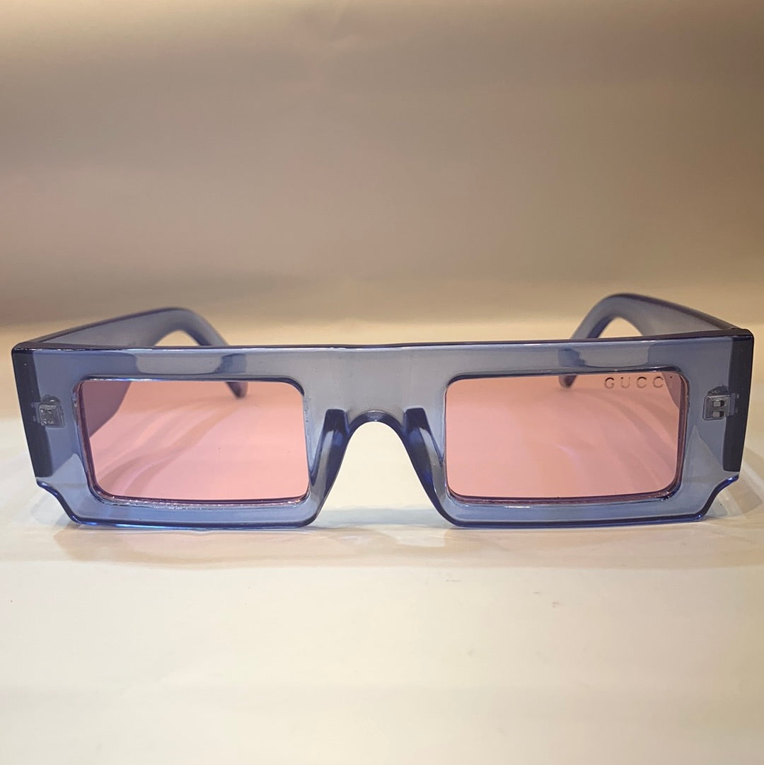 CUG Glossy Blue Print Frame Pink Shade Unisex Sunglass 86588 47 27 145