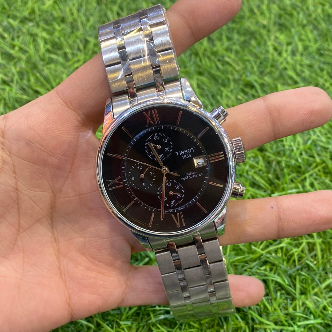 Sit Silver Chain black Dial Chrono Working Men’s Watch