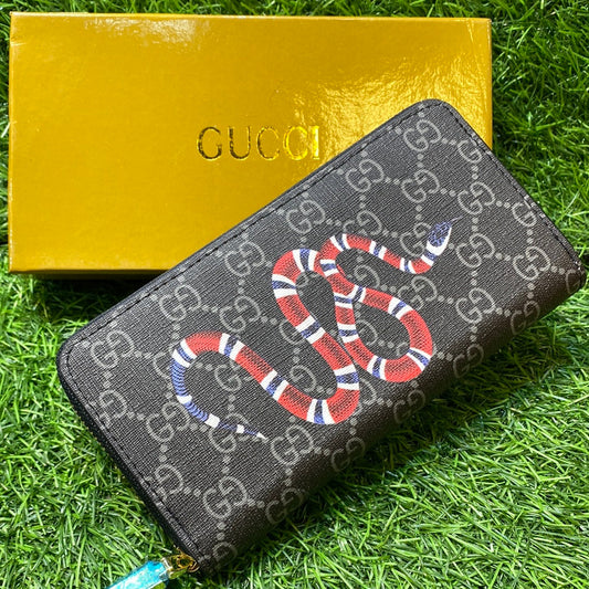 CUG Black Rubber Black Grey Snake Ladies Clutch Zipper Wallet 60017143