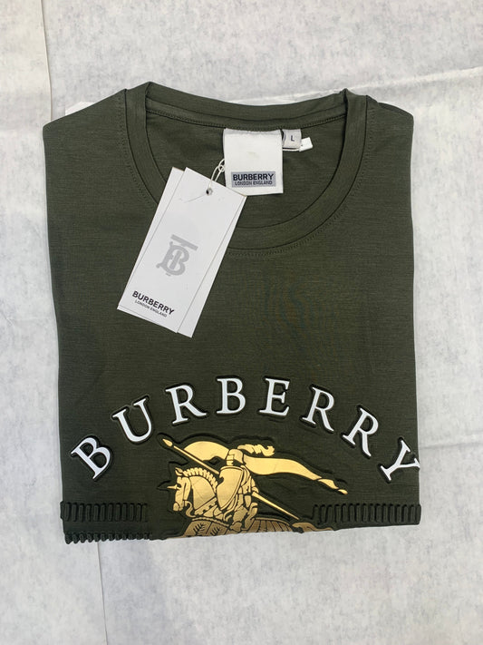 RUB Olive Green Colour With Front Gold Print Half Sleeves Tshirt 50165
