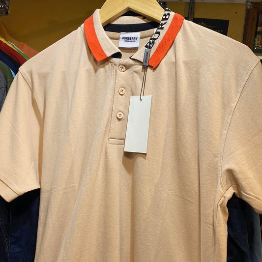BUR Beige Orange Colour  Half Sleeves Collar TShirt 110321