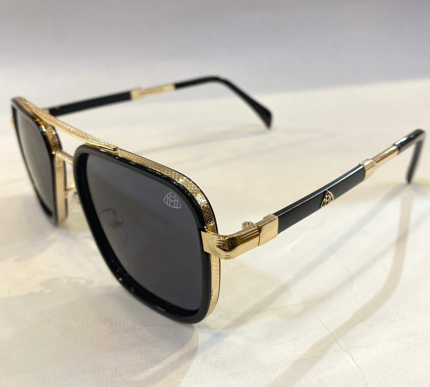 YAM Golden Black Frame Black Shade Sunglass ZS-98002 52 18-142