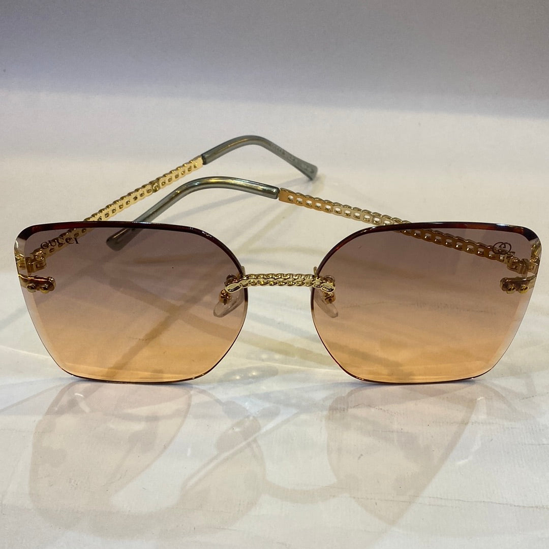 CUG Frameless Golden Stick Orange Shade Sunglass 68122 61 17-145