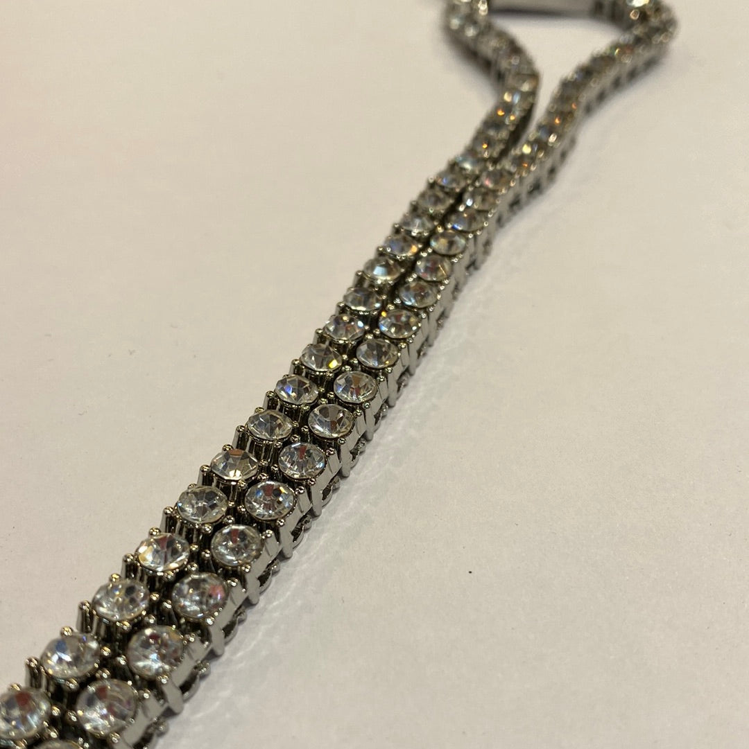Sliver Colour Chain With Diamond Studded Necklaces 55018