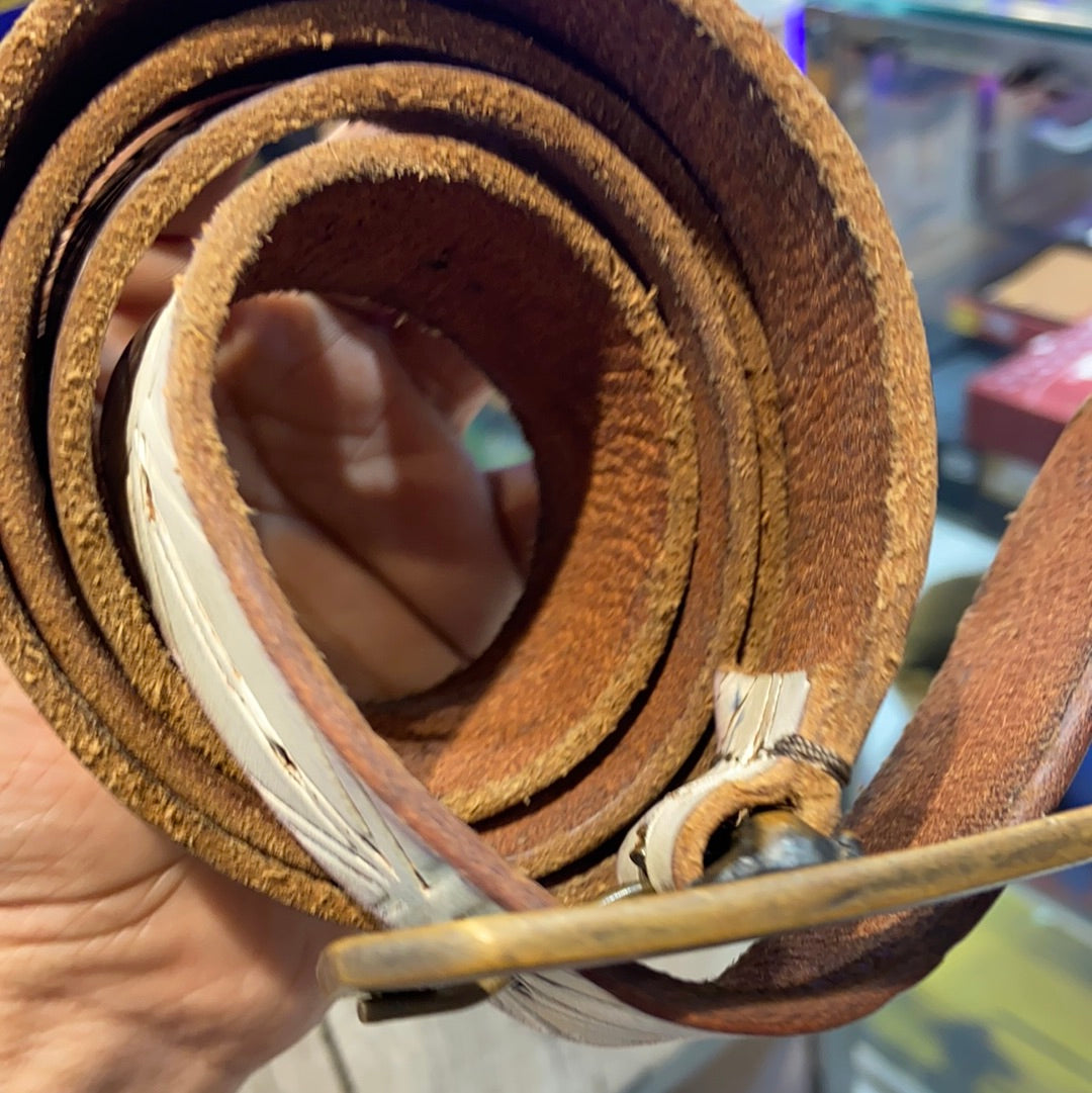 White Genuine Leather Belt for Men